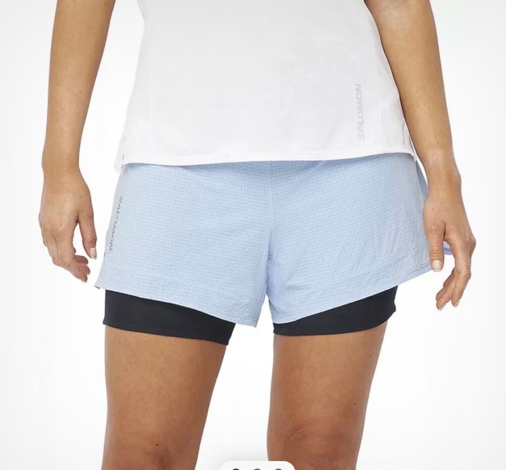 Salomon Women's Sense Aero 2-In-1 Shorts Light Blue Black Medium Outdoor Active